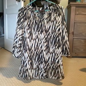 Dana Buchman semi sheer blouse. Ties at waist / tank top attached